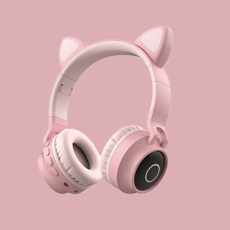 Casque audio à LED avec oreilles de chat, casque sans fil Bluetooth