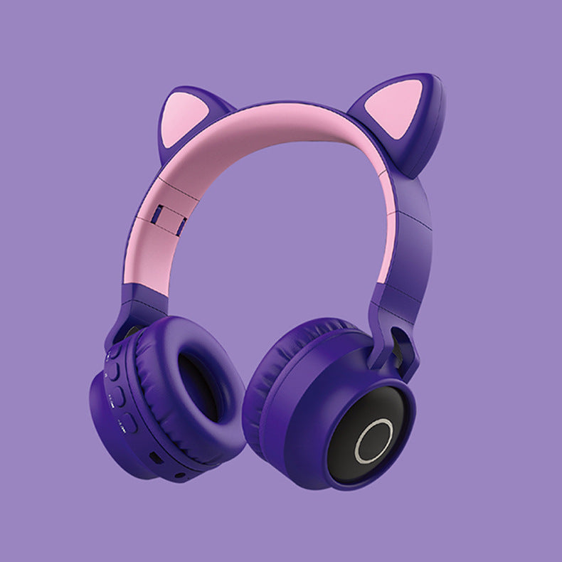 Casque audio à LED avec oreilles de chat, casque sans fil Bluetooth