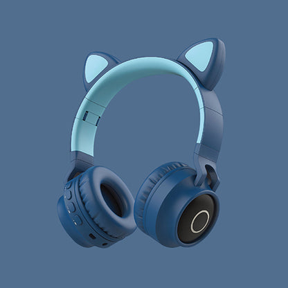 Casque audio à LED avec oreilles de chat, casque sans fil Bluetooth