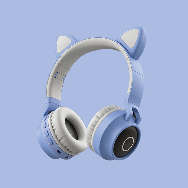 Casque audio à LED avec oreilles de chat, casque sans fil Bluetooth