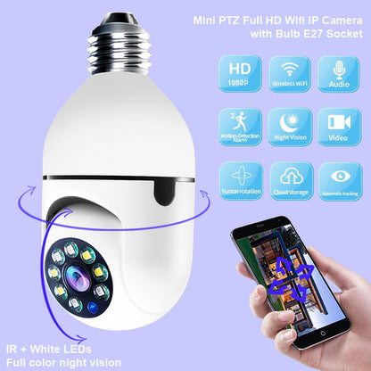 WiFi CAMÉRA 1080P Ampoule Tête Mobile Caméra de Surveillance