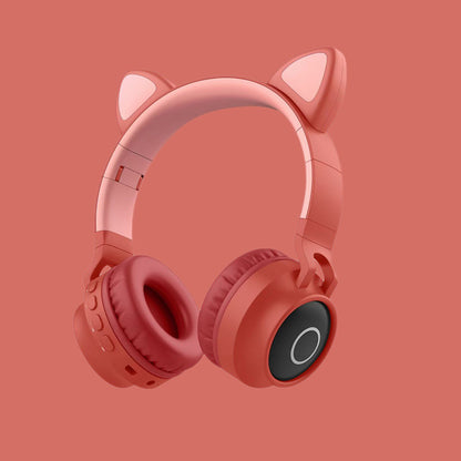 Casque audio à LED avec oreilles de chat, casque sans fil Bluetooth