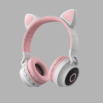 Casque audio à LED avec oreilles de chat, casque sans fil Bluetooth